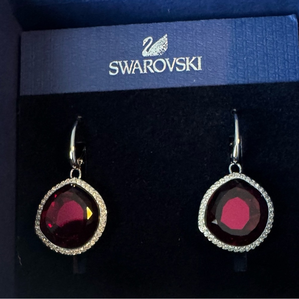 Swarovski Deep Red Crystal Earrings